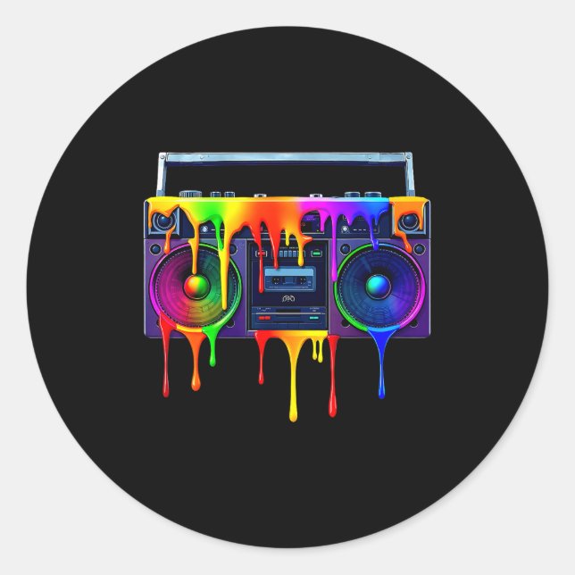Adesivo Dripng Paint Boombox Funny Old School 80s Music Hi (Frente)