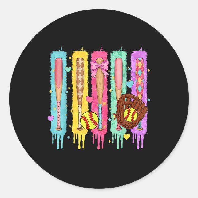 Adesivo Drives de Softball do Sorvete do Softball Player (Frente)