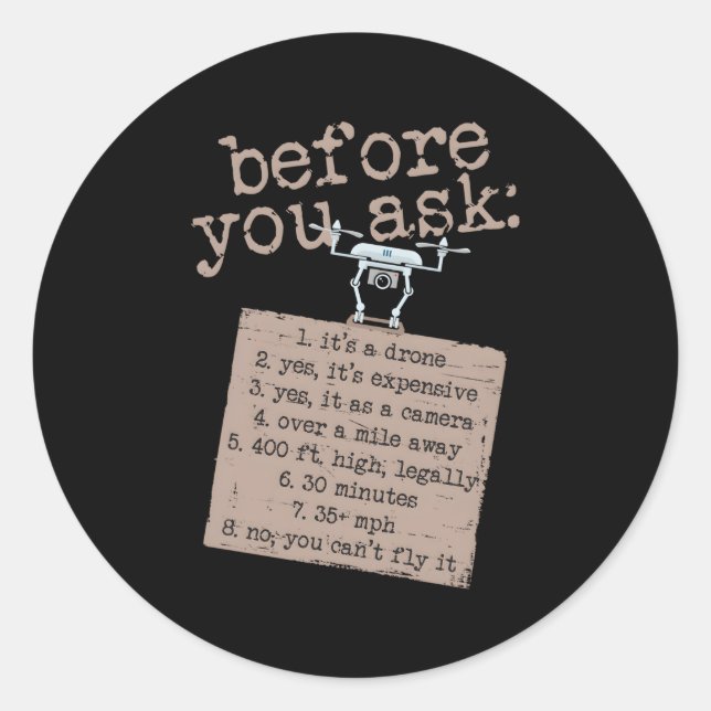 Adesivo Drone Para Piloto Amigo De Pai Voando (Frente)