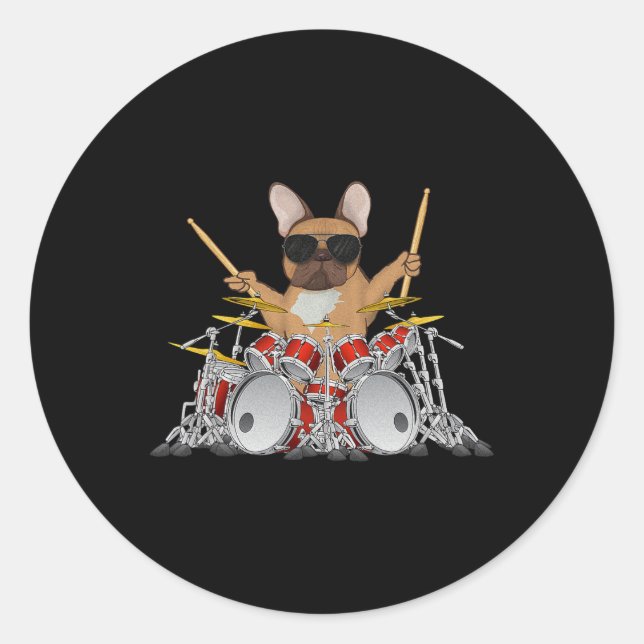 Adesivo Drum Buldogue Francês Batendo Cachorro (Frente)