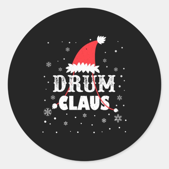 Adesivo Drum Claus Santa Christmas Drummer Long Sleeve  (Frente)