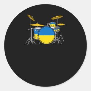 Adesivo Drum Kit Ucraniano Flag Drummer Musker Sticker