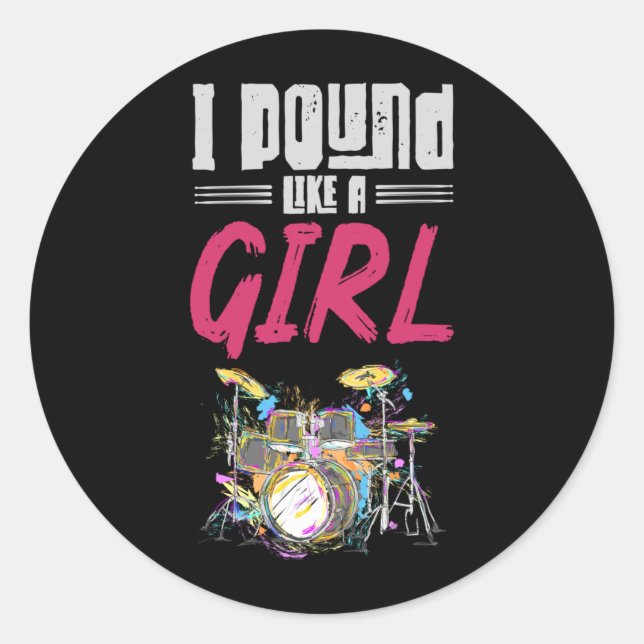 Adesivo Drumet Girl Drumset Female Drum Music Lover (Frente)