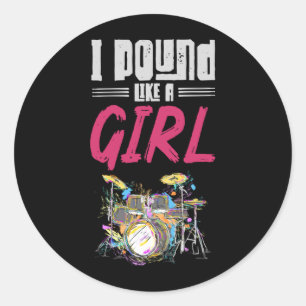 Adesivo Drumet Girl Drumset Female Drum Music Lover