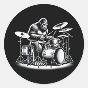 Adesivo Drummer Bigfoot Sasquatch Tocando Tambores Músico