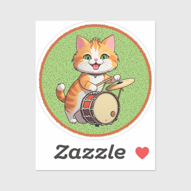 Adesivo drummer cat (Folha)