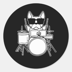 Adesivo Drummer Drummer Cachorro Com Tambores