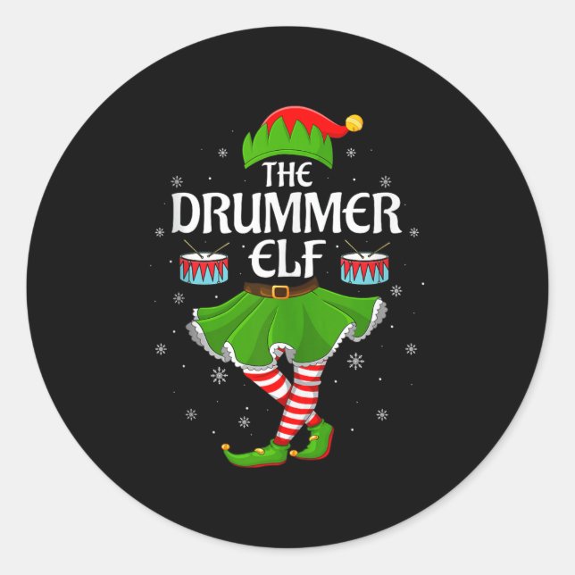 Adesivo Drummer Elf Christmas Family Girls Women Elf Squad (Frente)