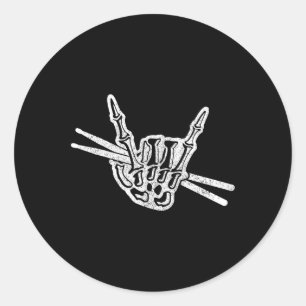 Adesivo Drummer Halloween Skeleton Hand Rock and Roll Drum