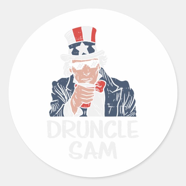 Adesivo Druncle Sam Engraçado Tio Sam Beer 4 Da Festa De J (Frente)