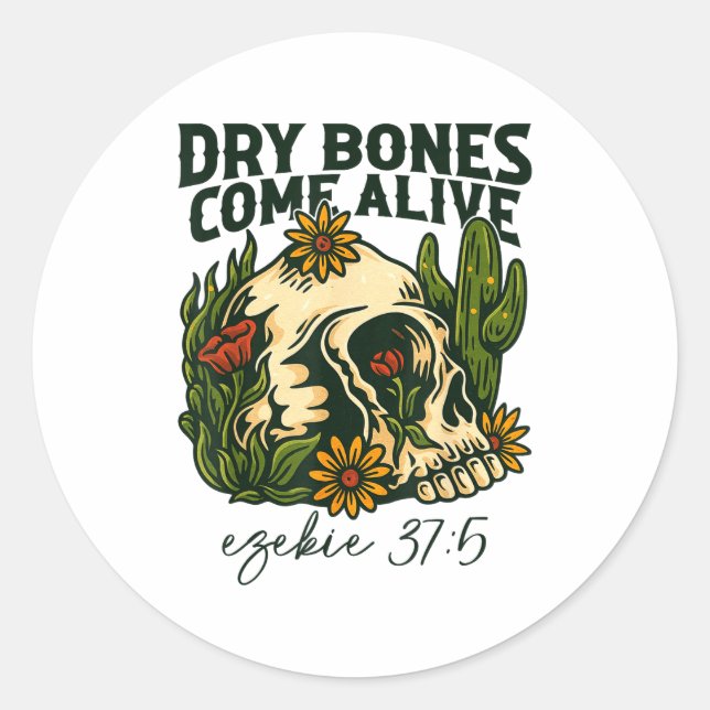 Adesivo Dry Bones Come Alive Christian Skeleton Floral Eze (Frente)