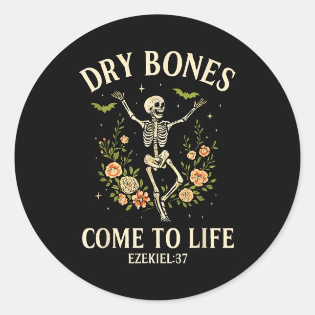 Adesivo Dry Bones Come To Life Dancing Floral Skeleton  (Frente)