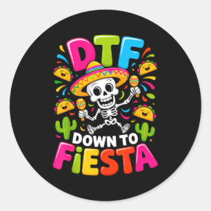 Adesivo Dtf abaixo de fiesta crânio engraçado menino mexic