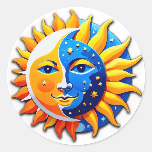 Adesivo Dualidade do Dia e da Noite: Sol e Lua (Frente)