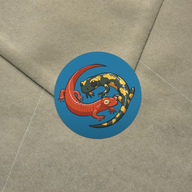 Adesivo Duas Caricaturas Coloridas Sorrindo Salamandras En (Criador carregado)