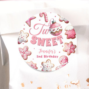 Adesivo Duas Doce Menina Rosa Biscoito Natal 2º Aniversári