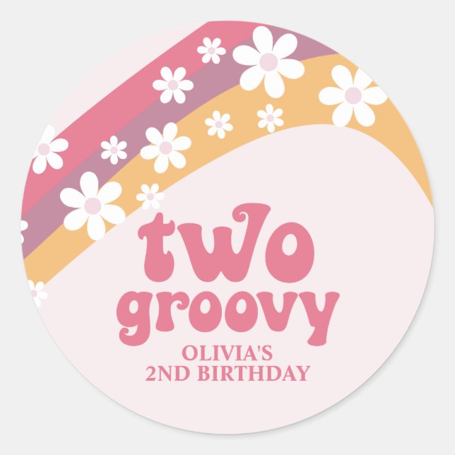 Adesivo Duas Groovy Retro Daisy Boho Arco-Íris (Frente)