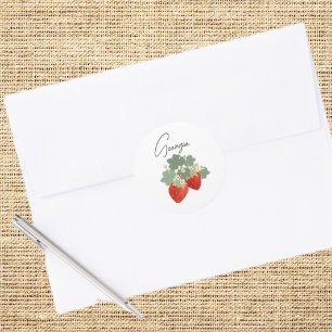 Adesivo Duas Morangos Vermelhos com Folhas & Flores Frut