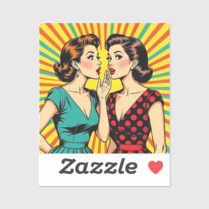 Adesivo Duas Mulheres Fofocando Contando Segredos Pop Art