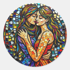 Adesivo Duas Mulheres no Estilo de Azulejo Mosaico Arte Ai