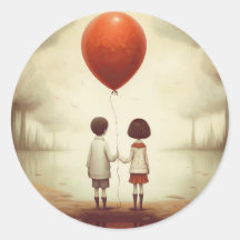 Duas pessoas de mãos dadas com um balão vermelho