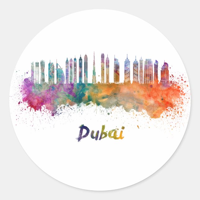 Adesivo Dubai V2 skyline in watercolor (Frente)