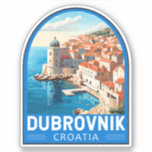 Adesivo Dubrovnik Croácia Viagem Art Vintage<br><div class="desc">Dubrovnik Croácia retro viagem design. É conhecida pela sua distinta Cidade Velha,  cercada por muros maciços de pedra completados no século XVI.</div>