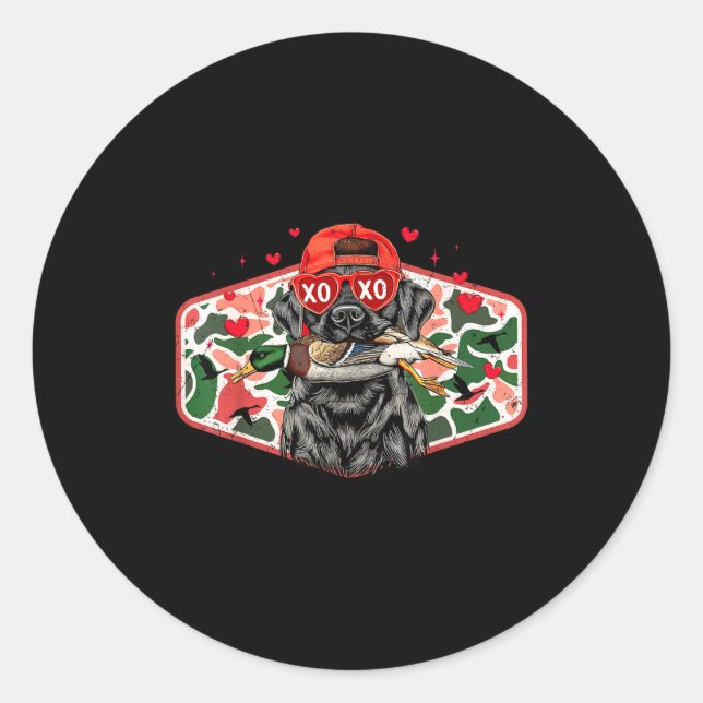 Adesivo Duck Hunting Black Lab Camo Valentine's Day Xoxo H (Frente)
