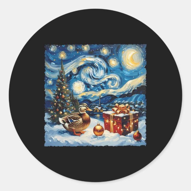 Adesivo Duck Van Gogh Style Starnight Night Winter (Frente)