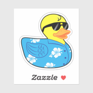 Adesivo Ducky de borracha na camisa havaiana Aloha