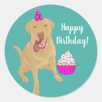 Dudley Labrador Birthday ClassRound Sticker