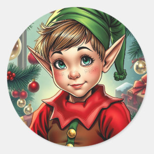 Adesivo Duende de Desenho Animado Caprichoso Natal