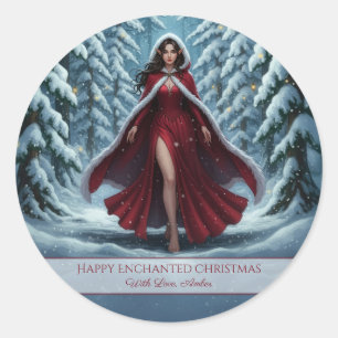 Adesivo Duende de Natal Vermelho na Floresta de Inverno Ím