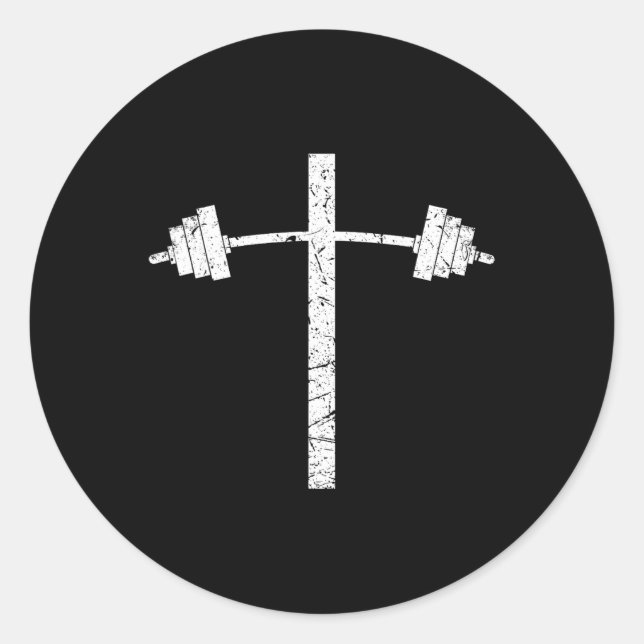 Adesivo Dumbbell Barbell Cross Christian Gym Workout Lifti (Frente)