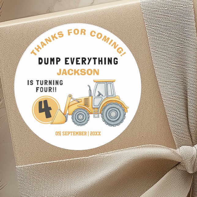 Adesivo "DUMP EVERYTHING! Construction Birthday 4 (Criador carregado)