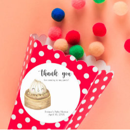 Adesivo Dumpling de aquarela - obrigado baby shower