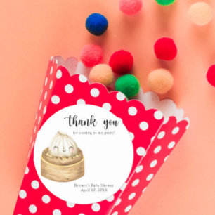 Adesivo Dumpling de aquarela - obrigado baby shower