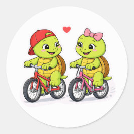 Adesivo Duo de tartarugas em bicicletas coloridas