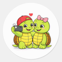 Adesivo Duo de tartarugas selfie divertido