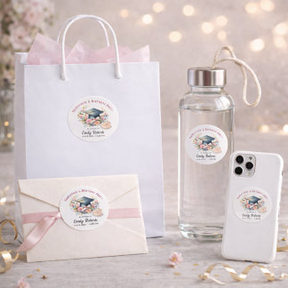 Adesivo Dupla Celebração Floral de Formatura e Aniversário