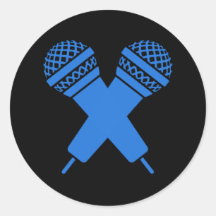 Adesivo Duplo duplo de microfone desenhado à mão azul