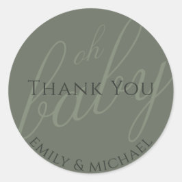 Adesivo Dusky Green Sage Obrigado Chá de fraldas Moderno