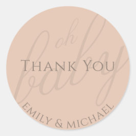 Adesivo Dusky Pink Obrigado Chá de fraldas Moderno