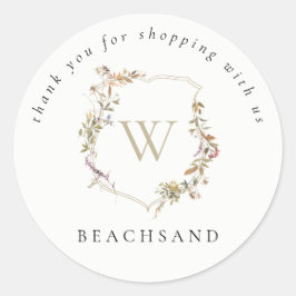 Adesivo Dusky Pink Wildflower Crest Obrigado por Comprar