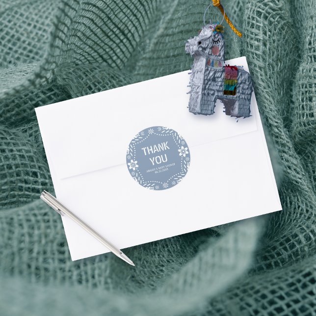 Adesivo Dusty azul papel picado Obrigado Chá (Criador carregado)