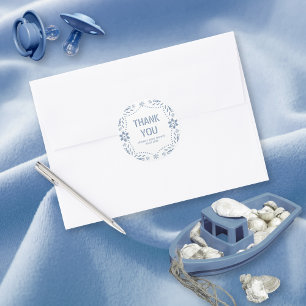 Adesivo Dusty azul papel picado Obrigado Chá de fraldas