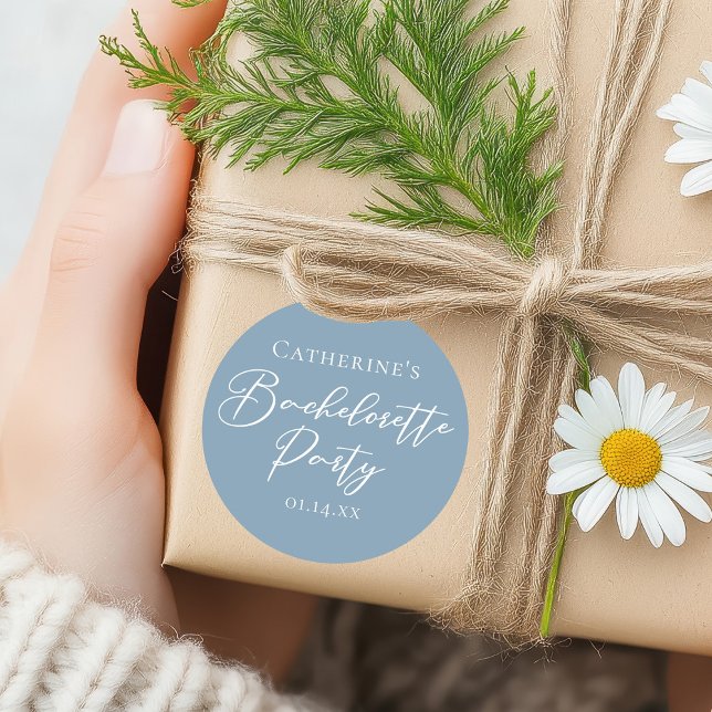 Adesivo Dusty Blue Bachelorette Party Custom White Script (Criador carregado)