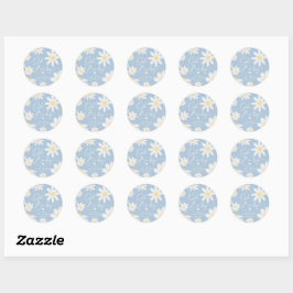 Adesivo Dusty Blue Bohemian Daisy Flower Round Sticker