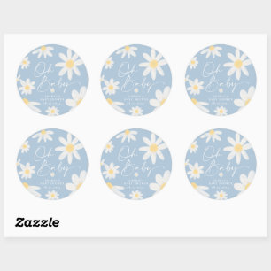 Adesivo Dusty Blue Boho Daisy Flower Round Sticker