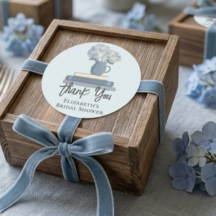Adesivo Dusty Blue Books Hydrangea Carta de Agradecimento